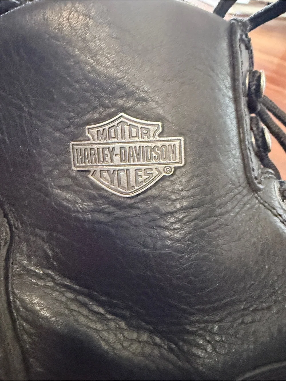 Harley-Davidson Black Leather Lace-Up Men's Boots with Cream Sole